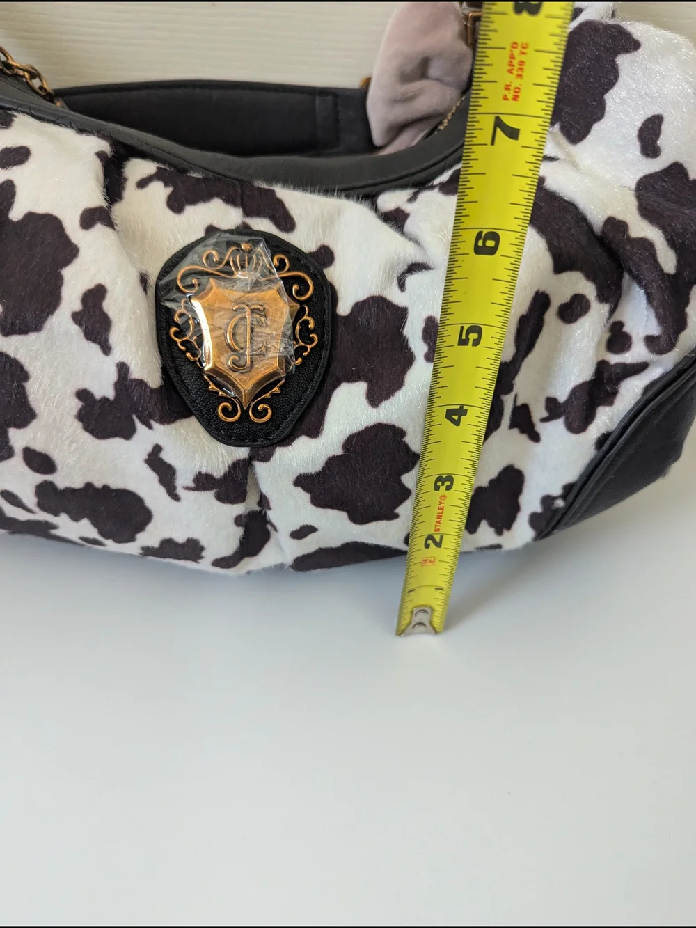 Juicy Couture Romance Cow Print Faux Fur Hobo Shoulder Bag Liquorice/White Y2k
